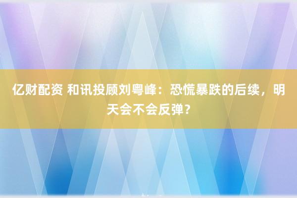 亿财配资 和讯投顾刘粤峰：恐慌暴跌的后续，明天会不会反弹？