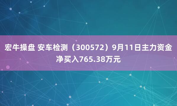宏牛操盘 安车检测（300572）9月11日主力资金净买入765.38万元