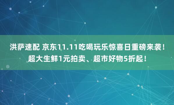 洪萨速配 京东11.11吃喝玩乐惊喜日重磅来袭!超大生鲜1元拍卖、超市好物5折起!